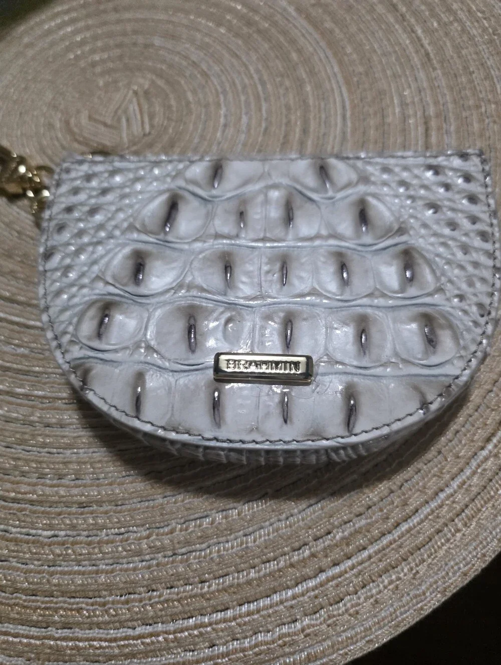Brahmin Light Gray Croc-Embossed Satchel with Matching Wallet & Coin Pouch
